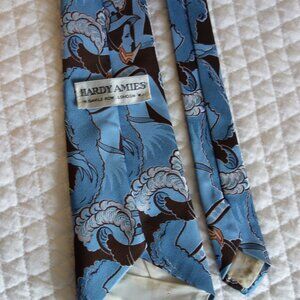 Vtg HARDY AMIES 14 Savile Row, London Blue Couture Women Tie